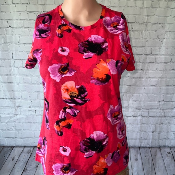 Banana Republic Tops - Banana Republic Red & Purple Floral shirt size XS